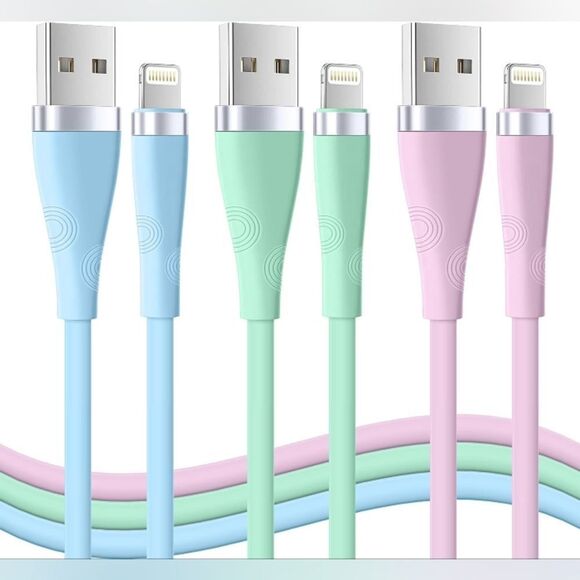 3 x 6 Feet [Apple MFi Certified] iPhone Lightning Cables USB Fast Charging - Picture 1 of 7